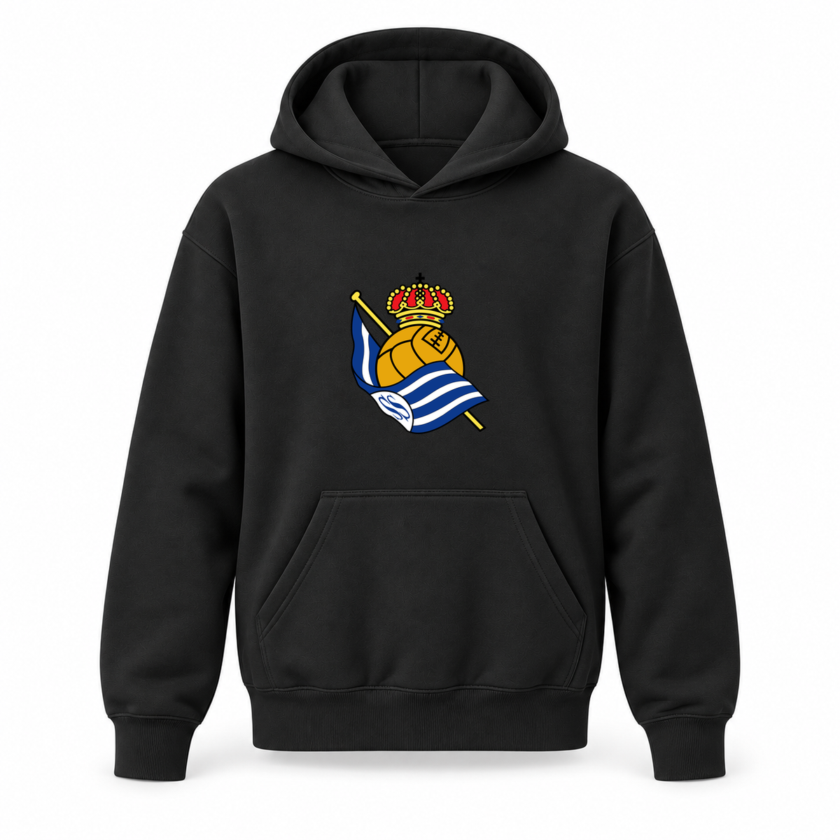 Youth Kids Real Sociedad FC Pullover Hoodie | Color: Black | Refreshed youth hoodie, original Drive artwork