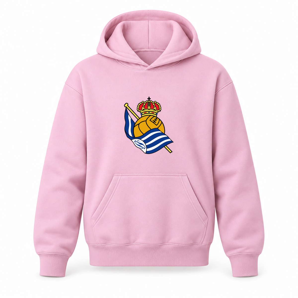 Youth Kids Real Sociedad FC Pullover Hoodie | Color: Light Pink | Refreshed youth hoodie, original Drive artwork