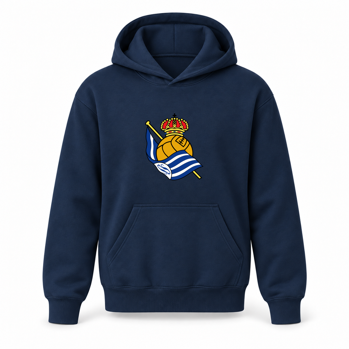 Youth Kids Real Sociedad FC Pullover Hoodie | Color: Navy | Refreshed youth hoodie, original Drive artwork