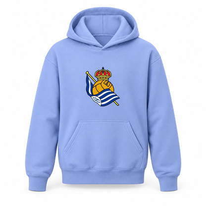 Youth Kids Real Sociedad FC Pullover Hoodie | Color: Turquoise | Refreshed youth hoodie, original Drive artwork