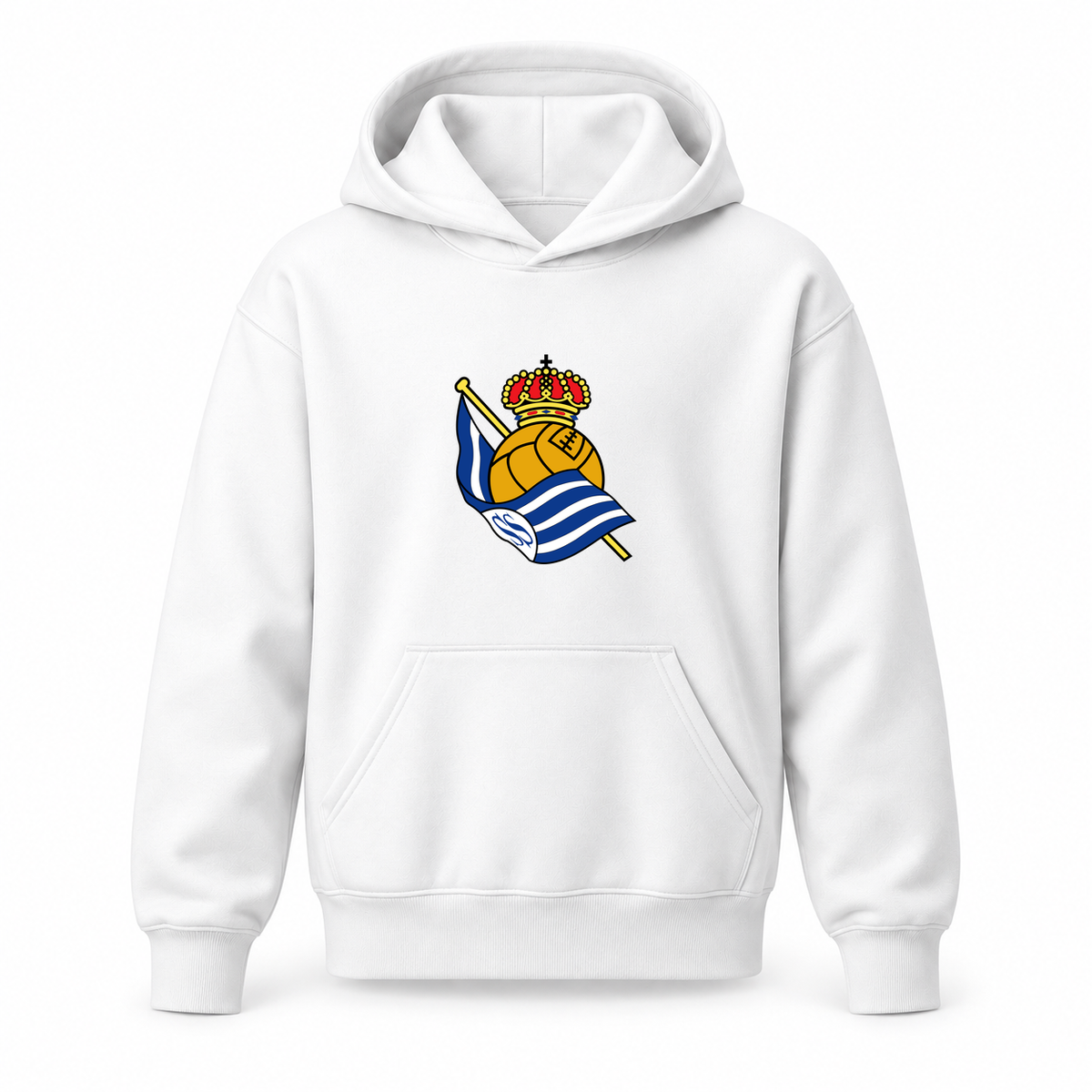 Youth Kids Real Sociedad FC Pullover Hoodie | Color: White | Refreshed youth hoodie, original Drive artwork
