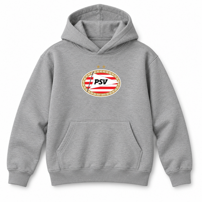 Youth Kids PSV Eindhoven FC Pullover Hoodie | Color: Grey | Refreshed youth hoodie, original Drive artwork
