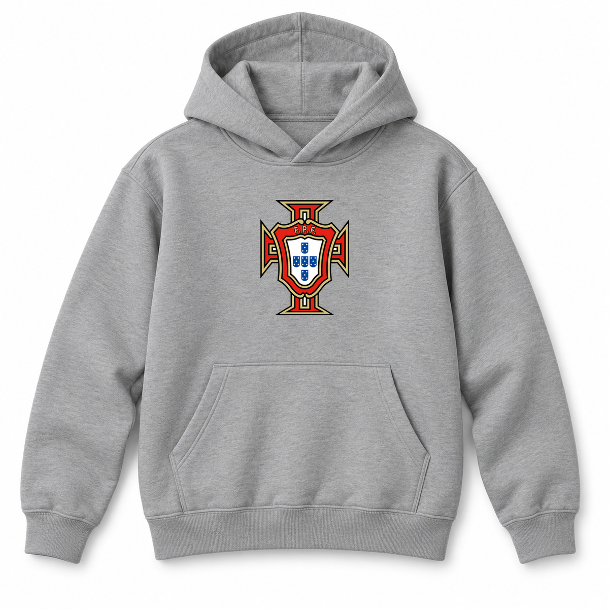 Youth Kids Portugal National Soccer Team Pullover Hoodie | Color: Grey | Refreshed youth hoodie, original Drive artwork