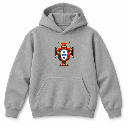 Youth Kids Portugal National Soccer Team Pullover Hoodie | Color: Grey | Refreshed youth hoodie, original Drive artwork