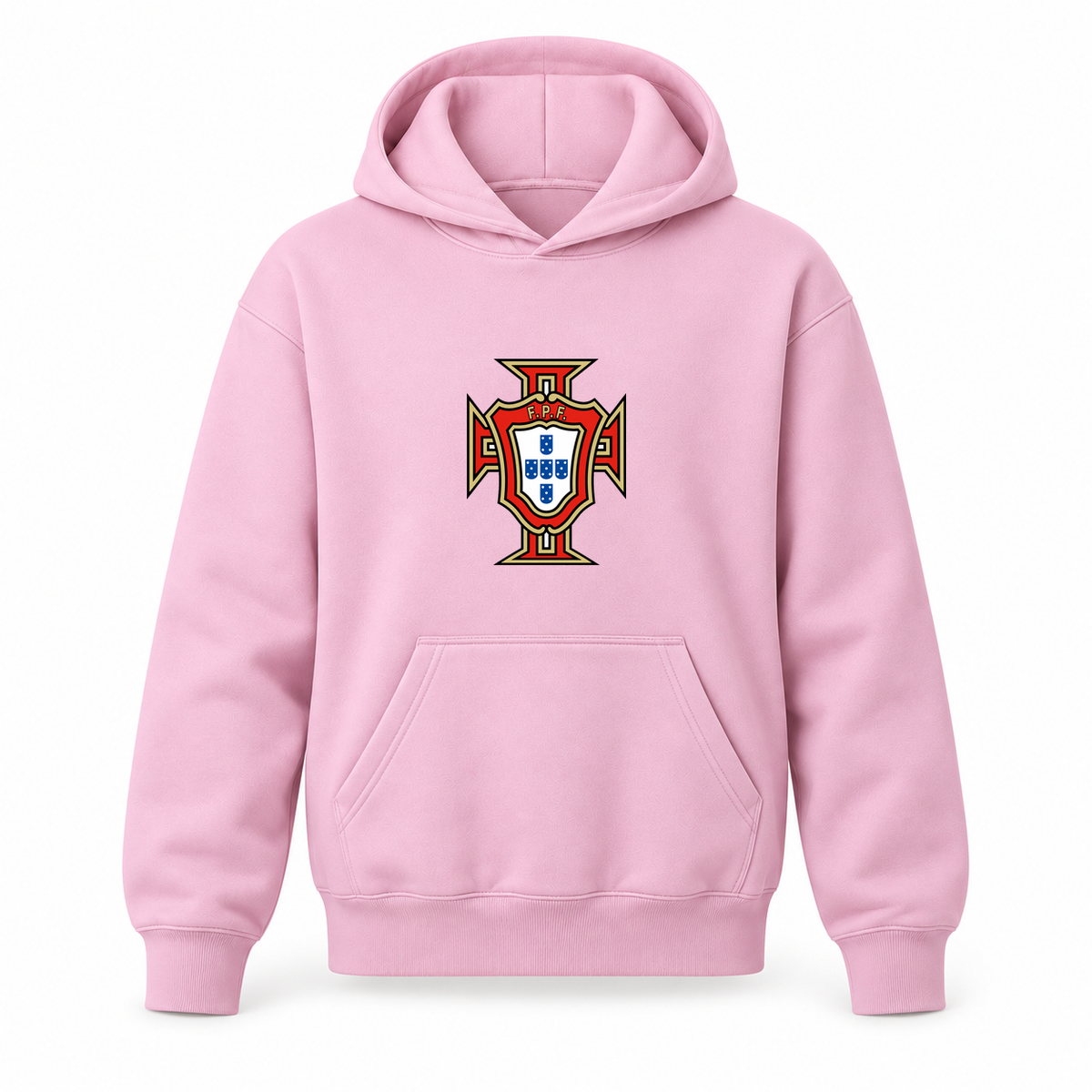 Youth Kids Portugal National Soccer Team Pullover Hoodie | Color: Light Pink | Refreshed youth hoodie, original Drive artwork