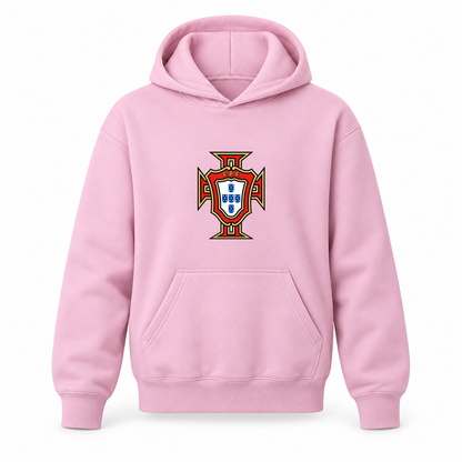 Youth Kids Portugal National Soccer Team Pullover Hoodie | Color: Light Pink | Refreshed youth hoodie, original Drive artwork