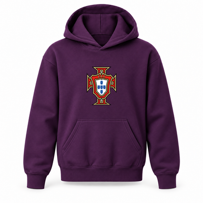 Youth Kids Portugal National Soccer Team Pullover Hoodie | Color: Purple | Refreshed youth hoodie, original Drive artwork