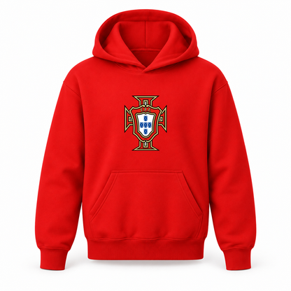 Youth Kids Portugal National Soccer Team Pullover Hoodie | Color: Red | Refreshed youth hoodie, original Drive artwork
