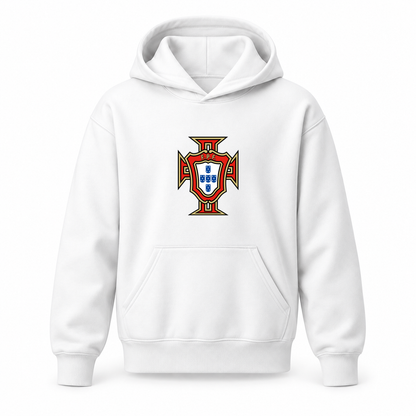 Youth Kids Portugal National Soccer Team Pullover Hoodie | Color: White | Refreshed youth hoodie, original Drive artwork