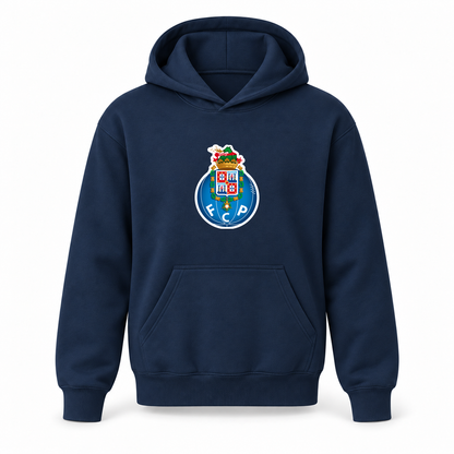 Youth Kids Porto FC Pullover Hoodie | Color: Navy | Refreshed youth hoodie, original Drive artwork