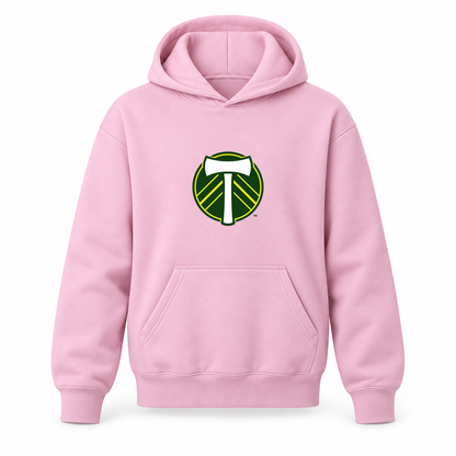 Youth Kids Portland Timbers FC Pullover Hoodie | Color: Light Pink | Refreshed youth hoodie, original Drive artwork