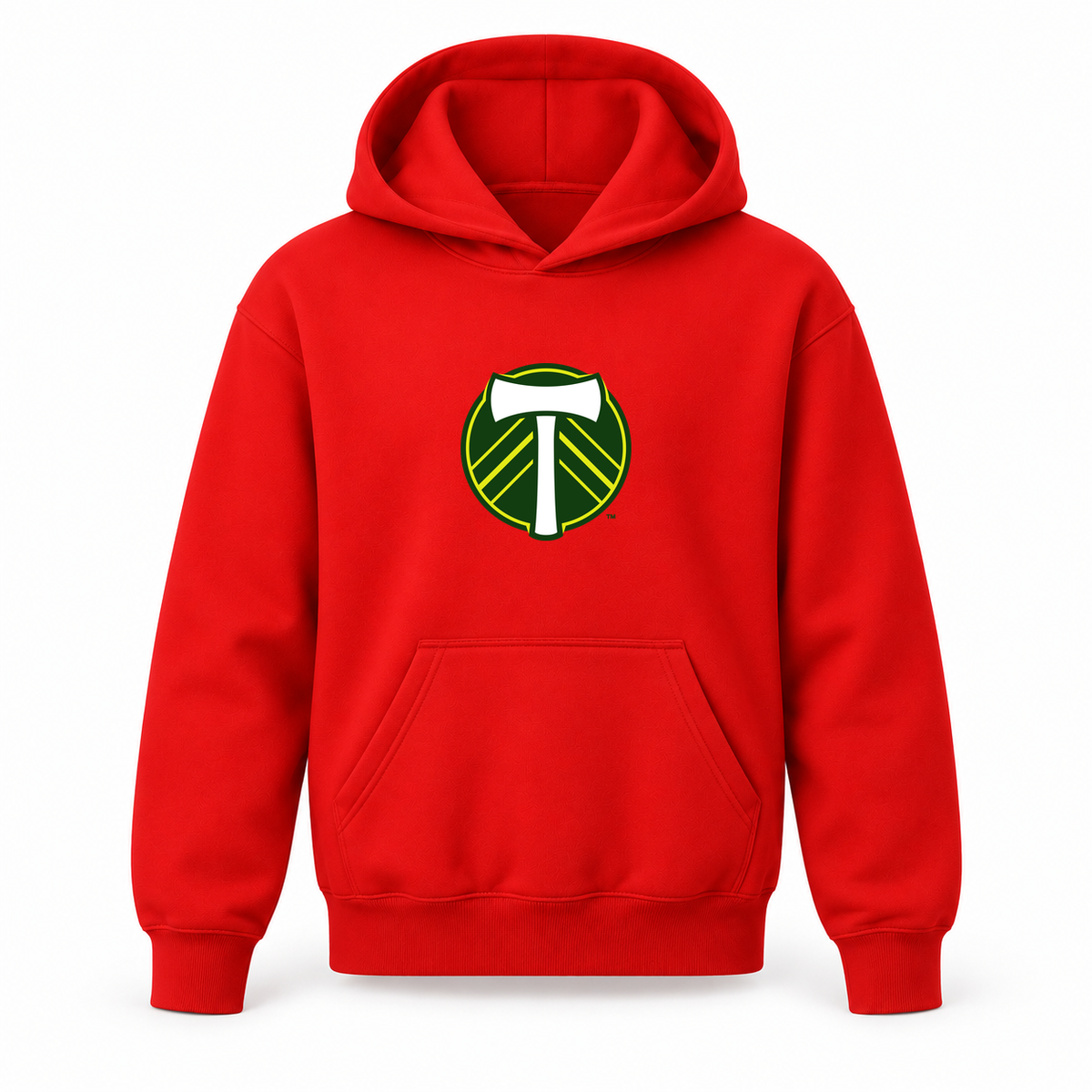 Youth Kids Portland Timbers FC Pullover Hoodie | Color: Red | Refreshed youth hoodie, original Drive artwork