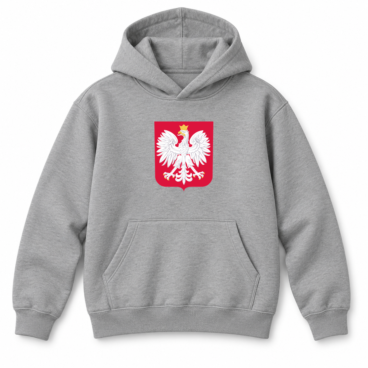 Youth Kids Poland National Soccer Team Pullover Hoodie | Color: Grey | Refreshed youth hoodie, original Drive artwork
