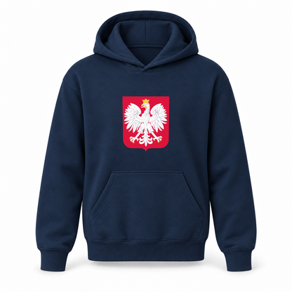 Youth Kids Poland National Soccer Team Pullover Hoodie | Color: Navy | Refreshed youth hoodie, original Drive artwork