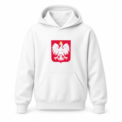 Youth Kids Poland National Soccer Team Pullover Hoodie | Color: White | Refreshed youth hoodie, original Drive artwork