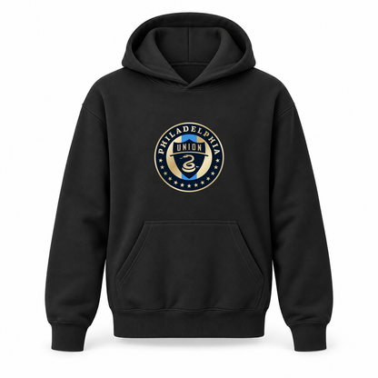 Youth Kids Philadelphia Union FC Pullover Hoodie | Color: Black | Refreshed youth hoodie, original Drive artwork