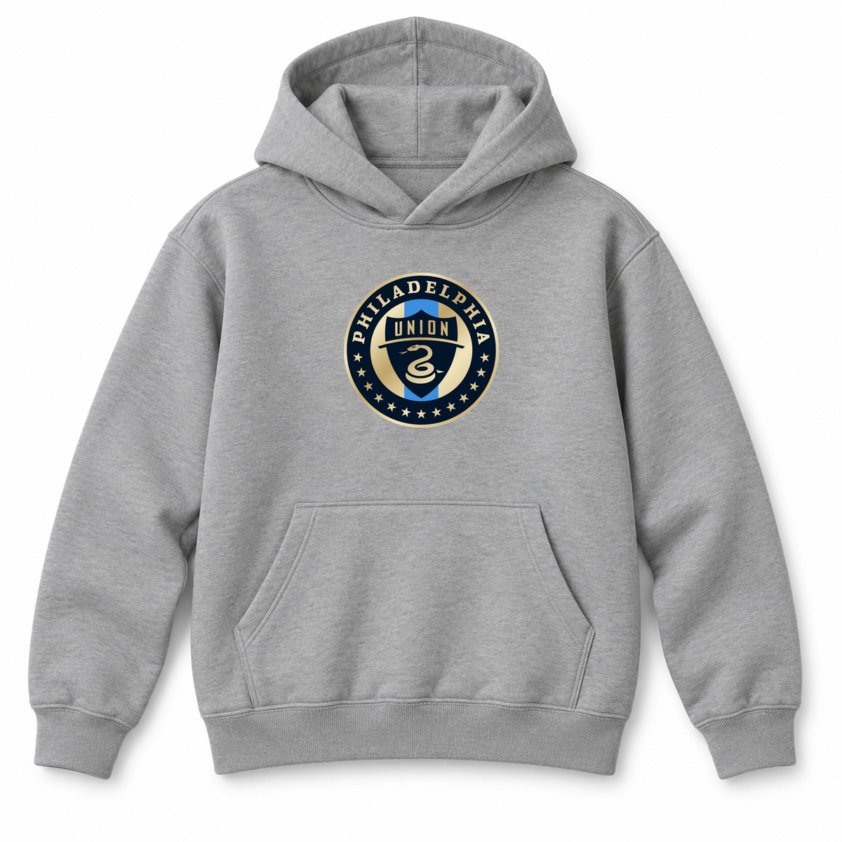 Youth Kids Philadelphia Union FC Pullover Hoodie | Color: Grey | Refreshed youth hoodie, original Drive artwork