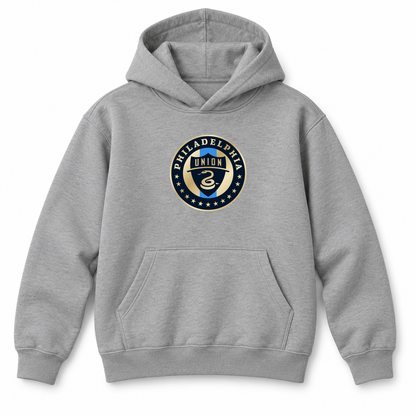 Youth Kids Philadelphia Union FC Pullover Hoodie | Color: Grey | Refreshed youth hoodie, original Drive artwork