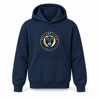 Youth Kids Philadelphia Union FC Pullover Hoodie | Color: Navy | Refreshed youth hoodie, original Drive artwork
