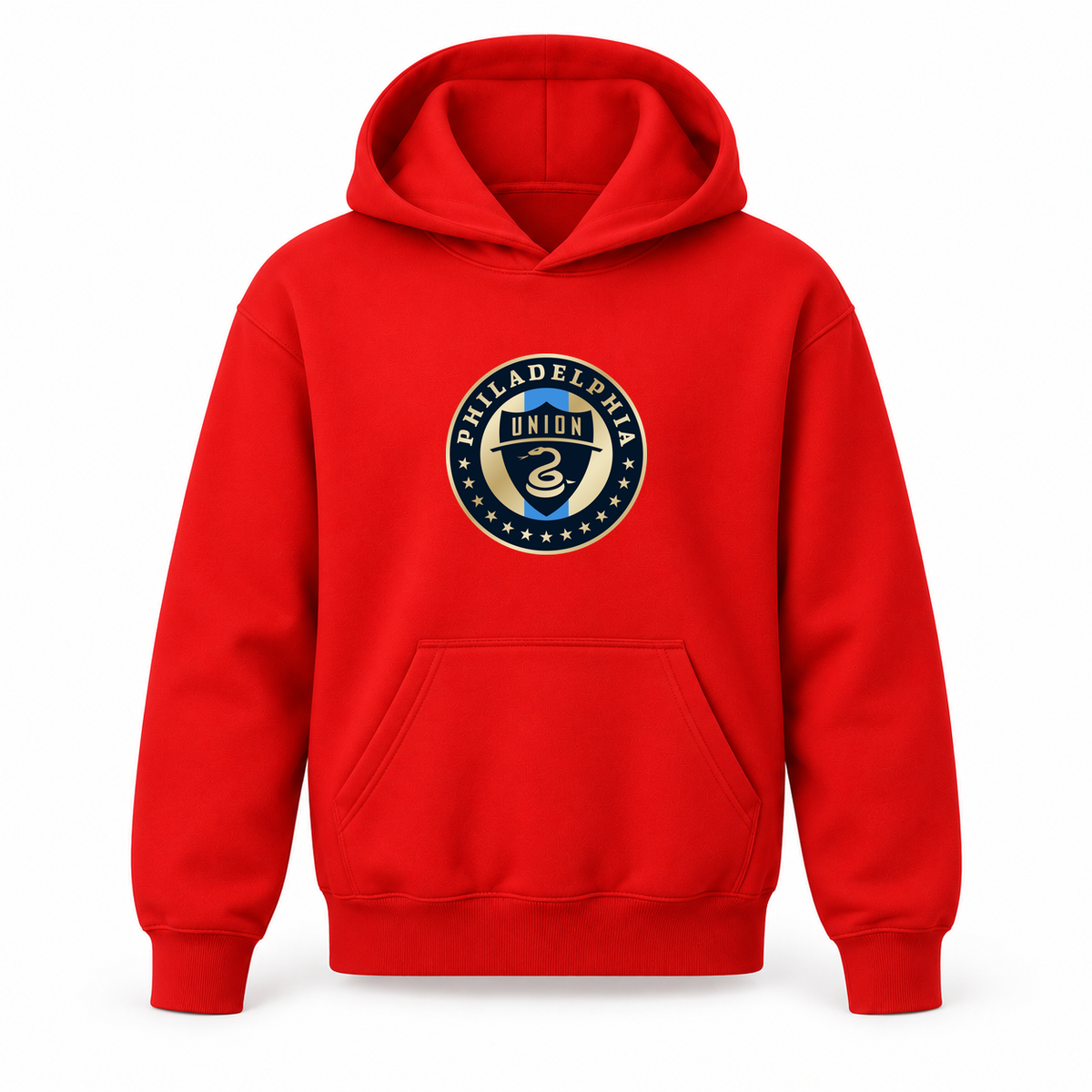 Youth Kids Philadelphia Union FC Pullover Hoodie | Color: Red | Refreshed youth hoodie, original Drive artwork
