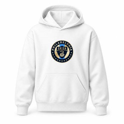 Youth Kids Philadelphia Union FC Pullover Hoodie | Color: White | Refreshed youth hoodie, original Drive artwork