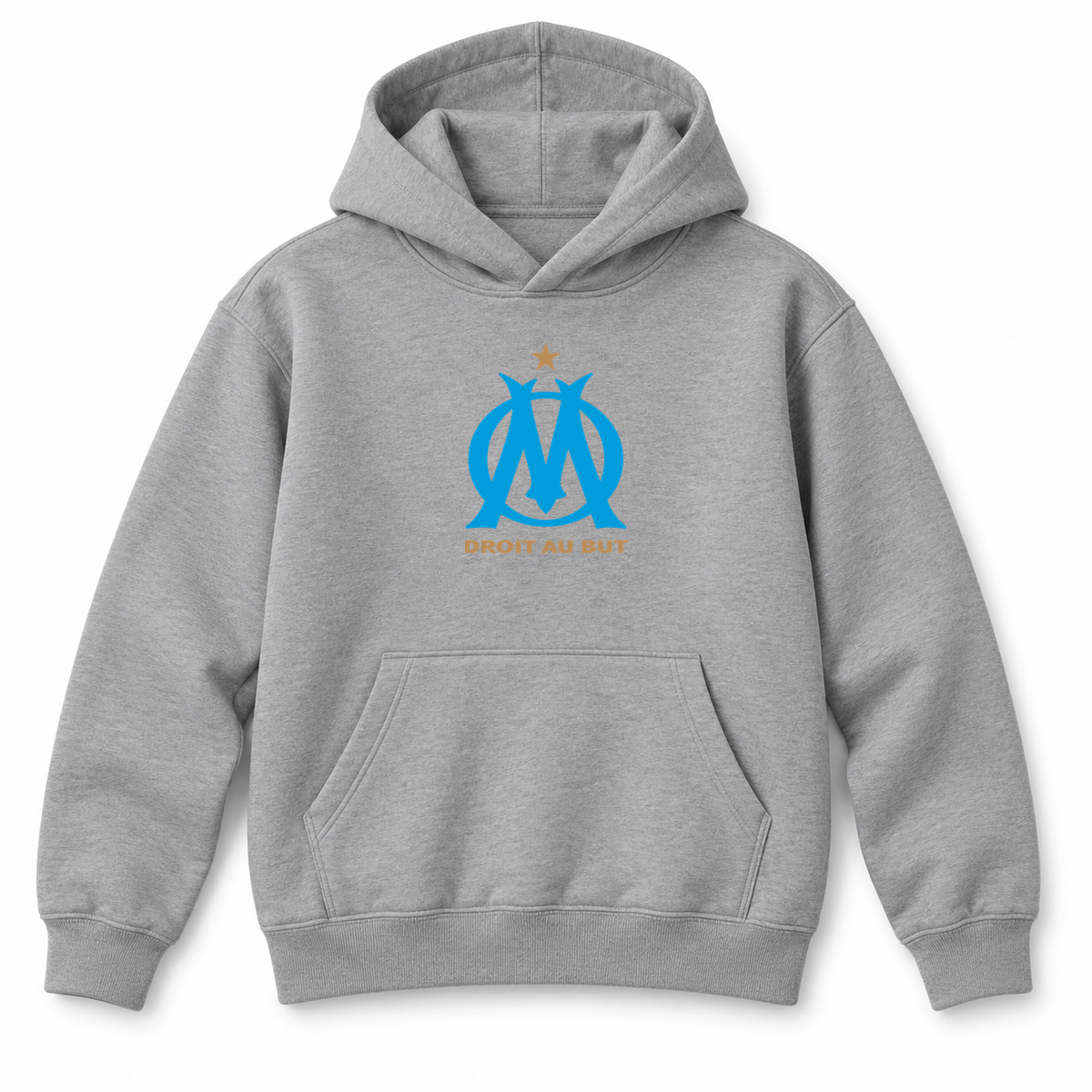 Youth Kids Olympique de Marseille FC Pullover Hoodie | Color: Grey | Refreshed youth hoodie, original Drive artwork