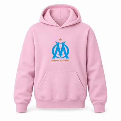 Youth Kids Olympique de Marseille FC Pullover Hoodie | Color: Light Pink | Refreshed youth hoodie, original Drive artwork