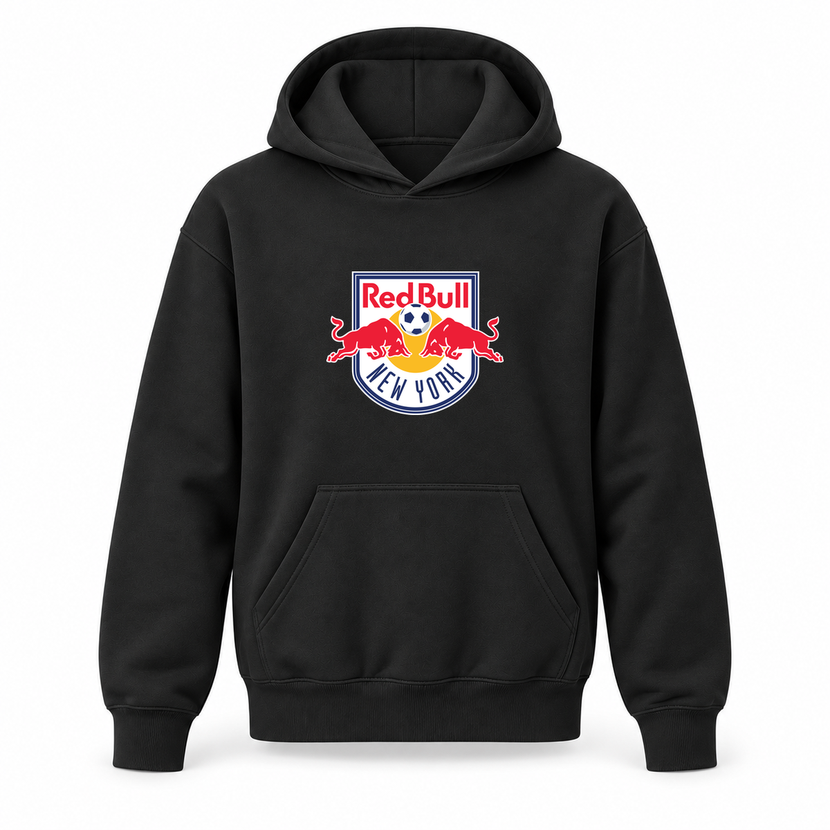 Youth Kids New York Red Bulls FC Pullover Hoodie | Color: Black | Refreshed youth hoodie, original Drive artwork