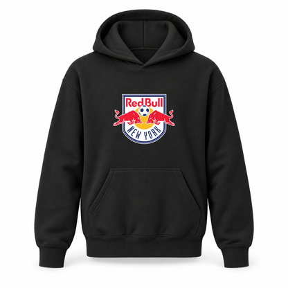Youth Kids New York Red Bulls FC Pullover Hoodie | Color: Black | Refreshed youth hoodie, original Drive artwork