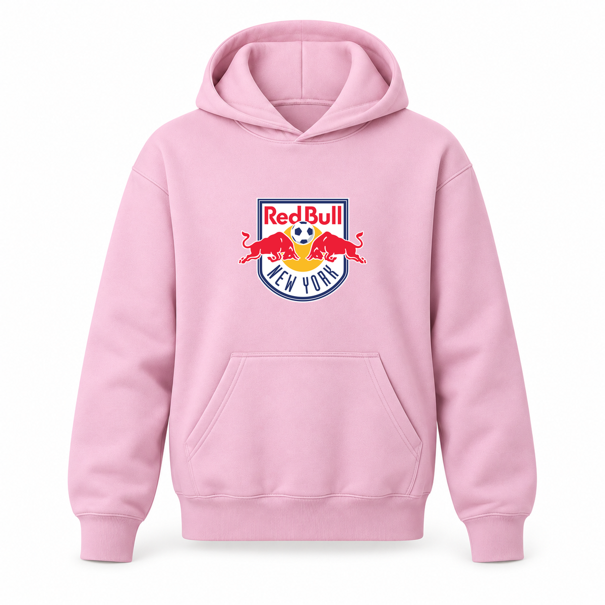 Youth Kids New York Red Bulls FC Pullover Hoodie | Color: Light Pink | Refreshed youth hoodie, original Drive artwork