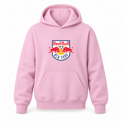 Youth Kids New York Red Bulls FC Pullover Hoodie | Color: Light Pink | Refreshed youth hoodie, original Drive artwork
