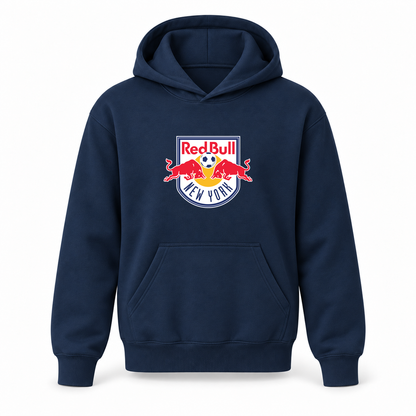 Youth Kids New York Red Bulls FC Pullover Hoodie | Color: Navy | Refreshed youth hoodie, original Drive artwork