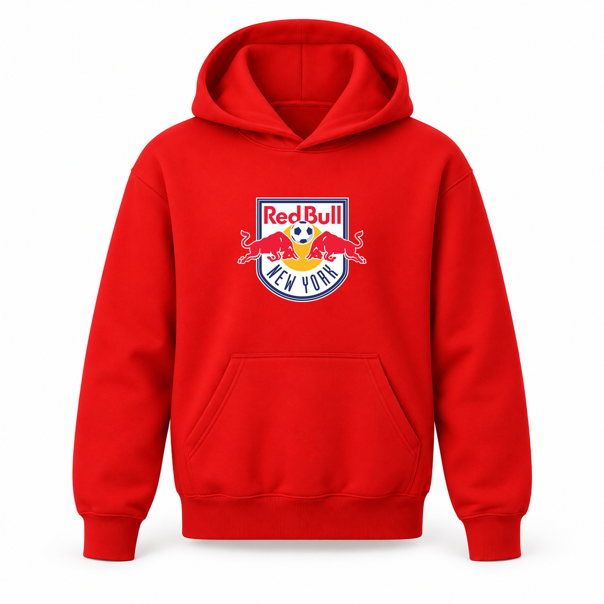 Youth Kids New York Red Bulls FC Pullover Hoodie | Color: Red | Refreshed youth hoodie, original Drive artwork