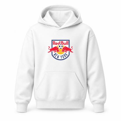 Youth Kids New York Red Bulls FC Pullover Hoodie | Color: White | Refreshed youth hoodie, original Drive artwork
