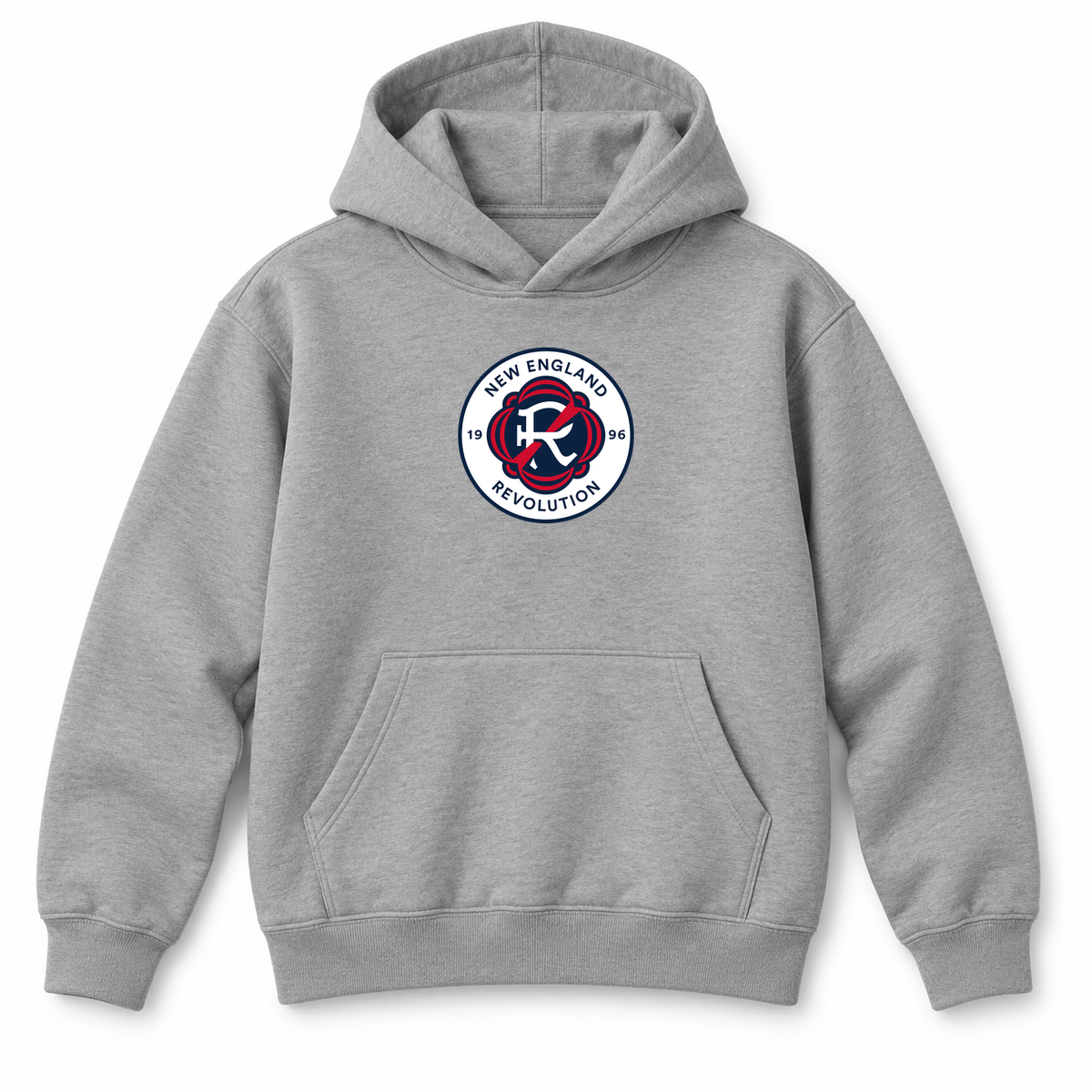 Youth Kids New England Revolution FC Pullover Hoodie | Color: Grey | Refreshed youth hoodie, original Drive artwork