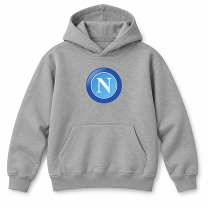 Youth Kids Napoli FC Pullover Hoodie | Color: Grey | Refreshed youth hoodie, original Drive artwork