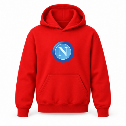 Youth Kids Napoli FC Pullover Hoodie | Color: Red | Refreshed youth hoodie, original Drive artwork