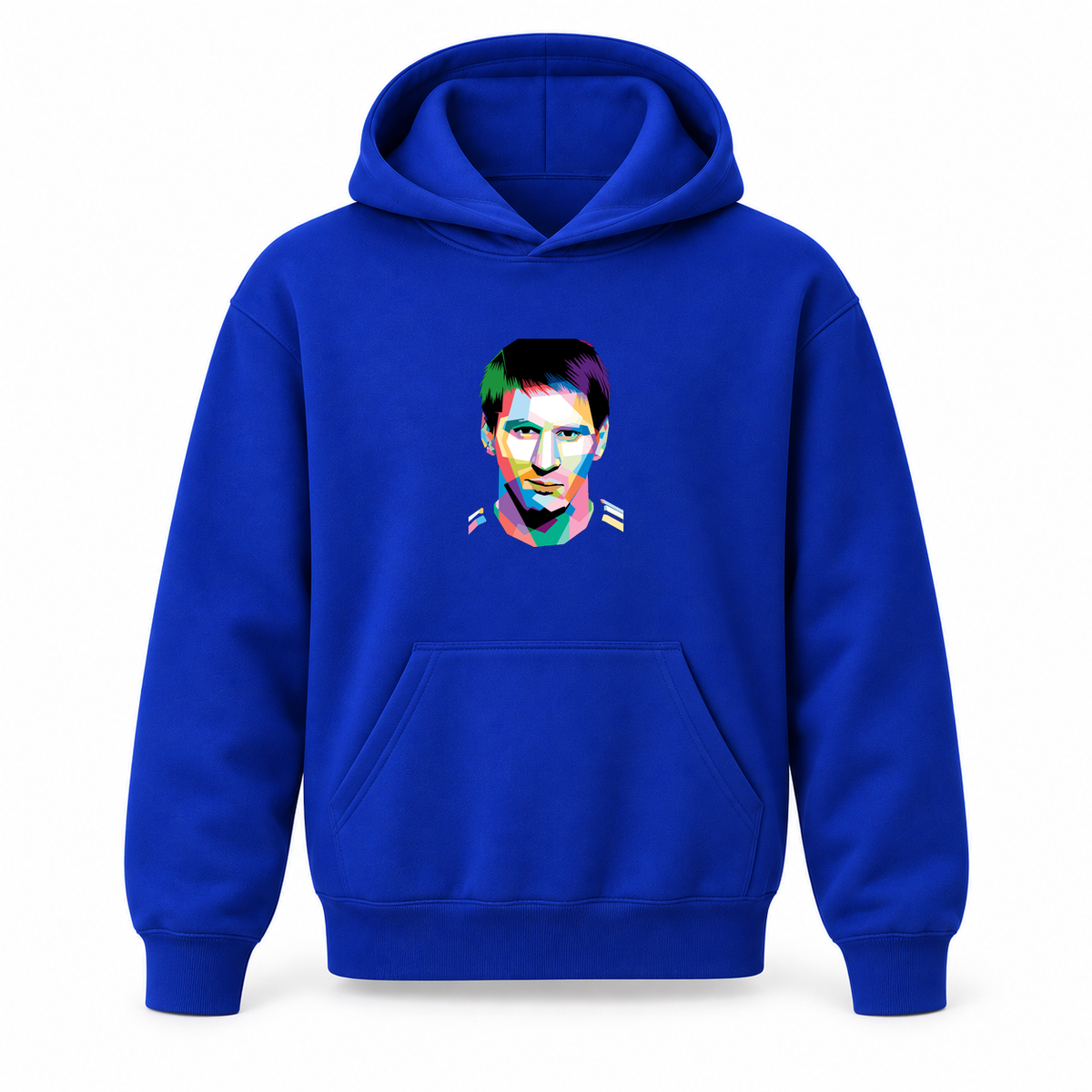 Youth Kids Lionel Messi Face Art Soccer Pullover Hoodie | Color: Blue | Refreshed youth hoodie, original Drive artwork