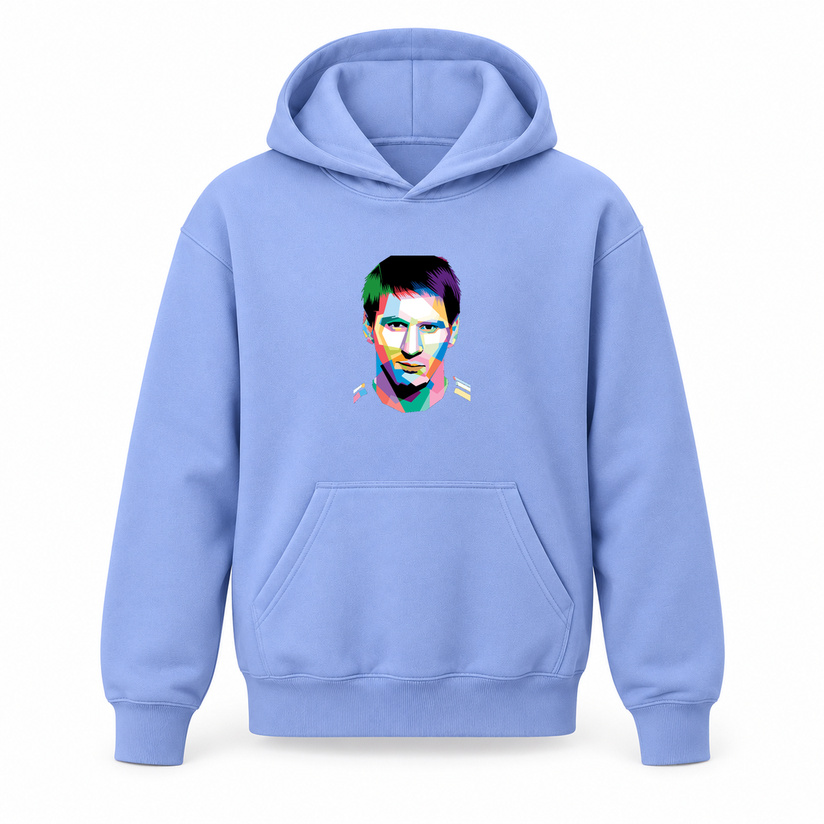 Youth Kids Lionel Messi Face Art Soccer Pullover Hoodie | Color: Turquoise | Refreshed youth hoodie, original Drive artwork