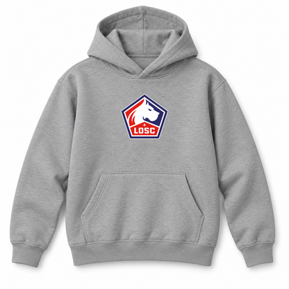 Youth Kids Lille Olympique FC Pullover Hoodie | Color: Grey | Refreshed youth hoodie, original Drive artwork