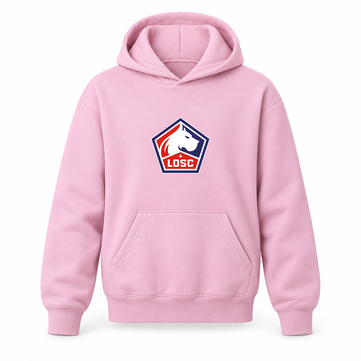 Youth Kids Lille Olympique FC Pullover Hoodie | Color: Light Pink | Refreshed youth hoodie, original Drive artwork