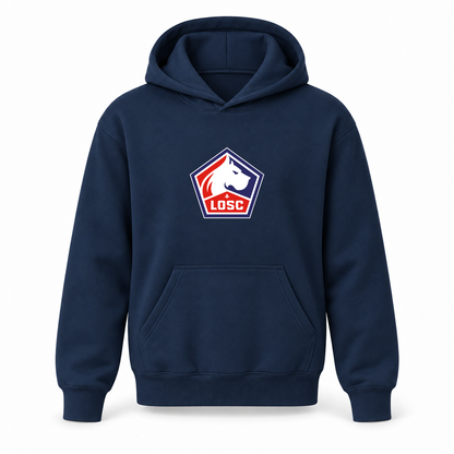 Youth Kids Lille Olympique FC Pullover Hoodie | Color: Navy | Refreshed youth hoodie, original Drive artwork