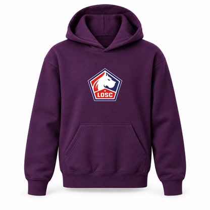 Youth Kids Lille Olympique FC Pullover Hoodie | Color: Purple | Refreshed youth hoodie, original Drive artwork