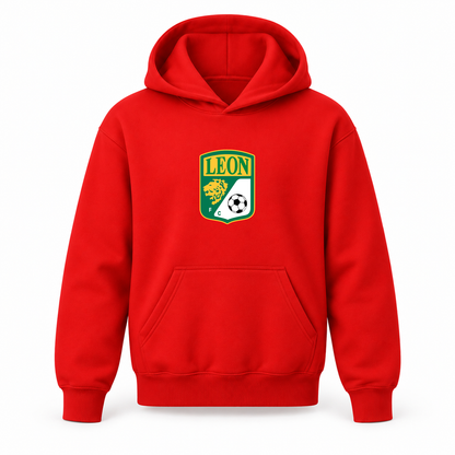 Youth Kids Leon FC Pullover Hoodie | Color: Red | Refreshed youth hoodie, original Drive artwork