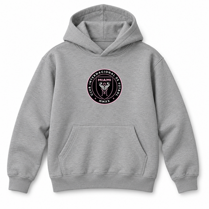 Youth Kids Inter Miami FC Pullover Hoodie | Color: Grey | Refreshed youth hoodie, original Drive artwork