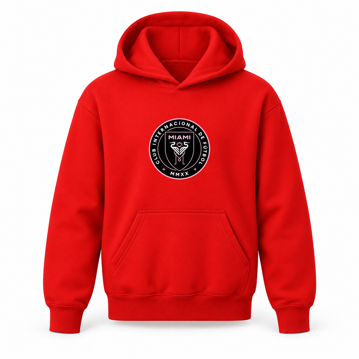 Youth Kids Inter Miami FC Pullover Hoodie | Color: Red | Refreshed youth hoodie, original Drive artwork