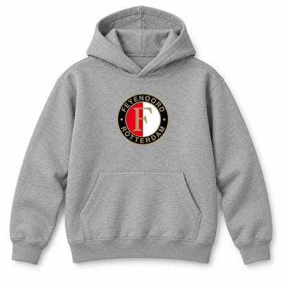 Youth Kids Feyenoord FC Pullover Hoodie | Color: Grey | Refreshed youth hoodie, original Drive artwork