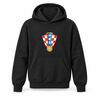 Youth Kids Croatia National Soccer Team Pullover Hoodie | Color: Black | Refreshed youth hoodie, original Drive artwork