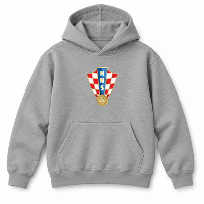 Youth Kids Croatia National Soccer Team Pullover Hoodie | Color: Grey | Refreshed youth hoodie, original Drive artwork