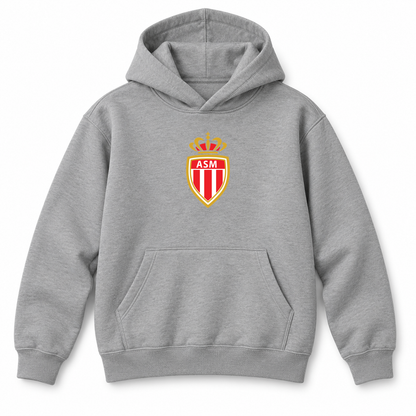 Youth Kids AS Monaco FC Pullover Hoodie | Color: Grey | Refreshed youth hoodie, original Drive artwork